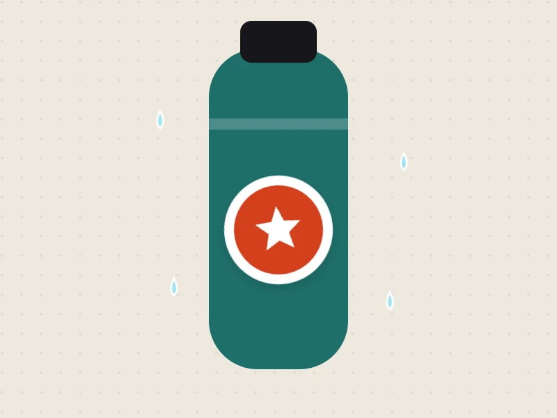 White vinyl sticker on a water bottle