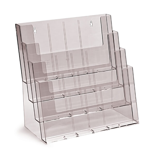 Taymar® table/wall leaflet holder 12×DL portrait / 4×A4 landscape, with dividers