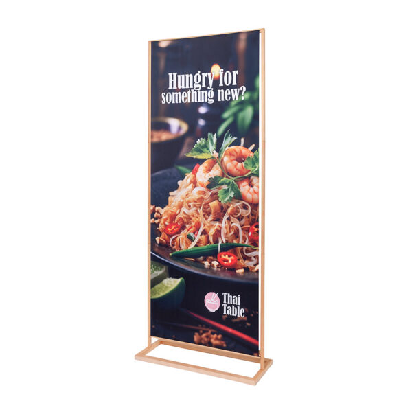 Rustic wooden banner stand, 85 × 200 cm Rustic wooden banner stand, 85 × 200 cm