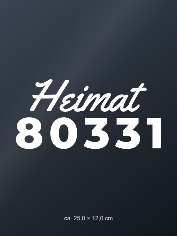 Autoaufkleber „Heimat – mit Postleitzahl oder Ort“