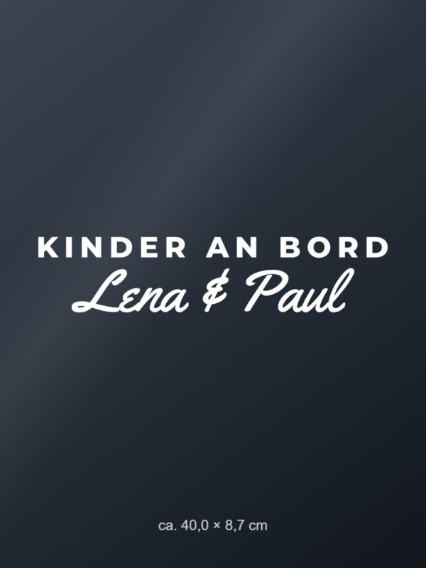 Autoaufkleber „Kinder an Bord mit Namen“