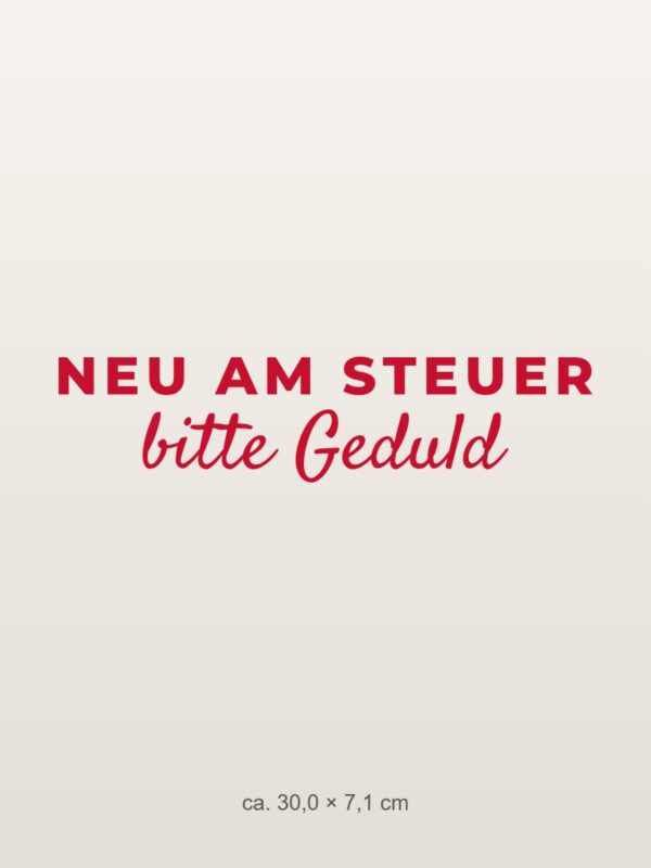Autoaufkleber „Neu am Steuer – bitte Geduld“ Autoaufkleber „Neu am Steuer – bitte Geduld“