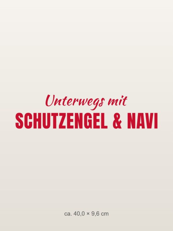 Autoaufkleber „Unterwegs mit Schutzengel & Navi“ Autoaufkleber „Unterwegs mit Schutzengel & Navi“
