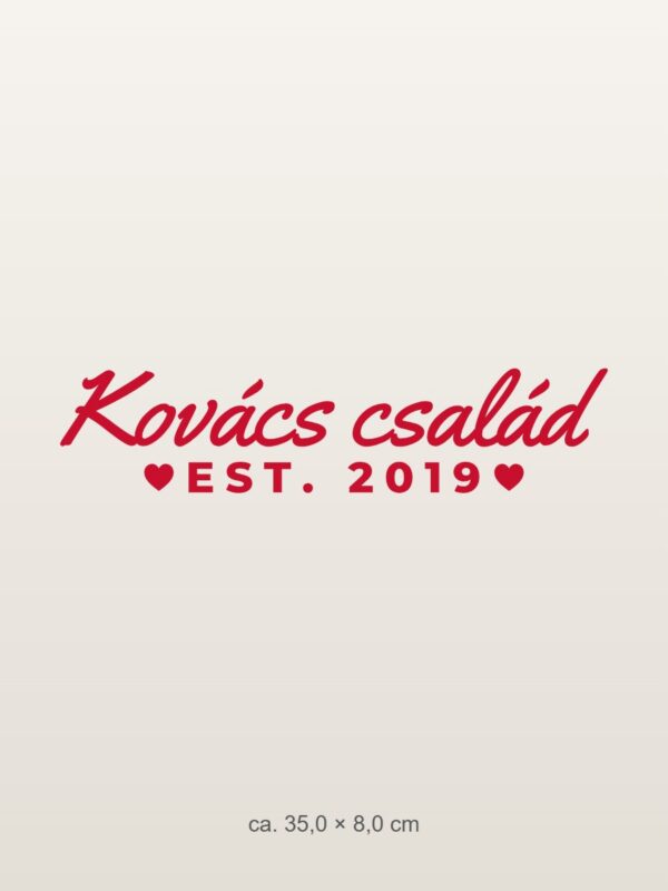 Autómatrica család – évszámmal – piros fólia világos fényezésen Autómatrica család – évszámmal – piros fólia világos fényezésen