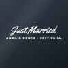 Autómatrica Just Married – nevekkel és dátummal – fehér fólia sötét üvegen Autómatrica Just Married – nevekkel és dátummal – fehér fólia sötét üvegen