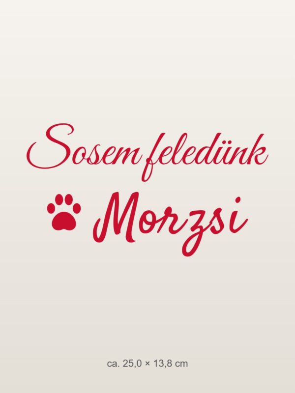 Autómatrica Sosem feledünk – kisállat névvel – piros fólia világos fényezésen Autómatrica Sosem feledünk – kisállat névvel – piros fólia világos fényezésen
