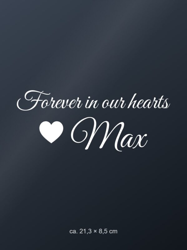 Car sticker “Forever in our hearts – with name” Car sticker “Forever in our hearts – with name”