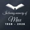 Car sticker “In loving memory of [Name] – with angel wings”