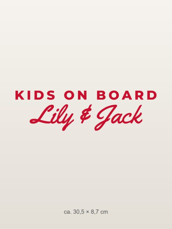 Car sticker “Kids on board with names”