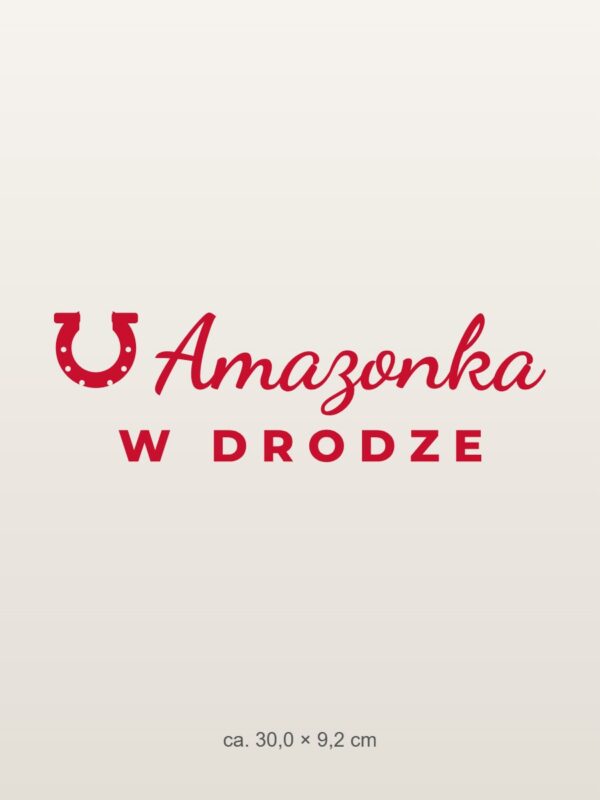 Naklejka na auto Amazonka w drodze – czerwona folia na jasnym lakierze Naklejka na auto Amazonka w drodze – czerwona folia na jasnym lakierze