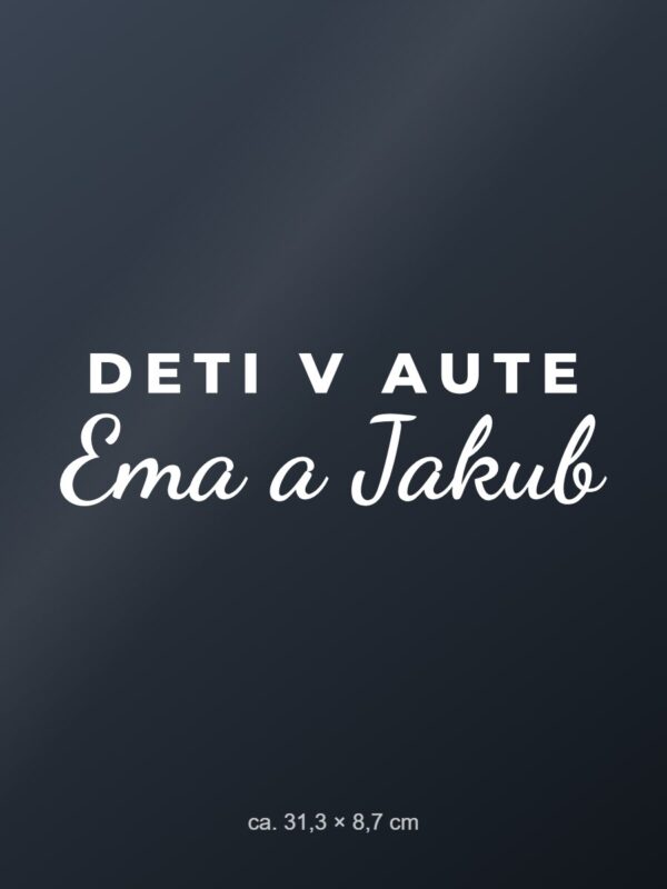 Nálepka na auto „Deti v aute – s menami“