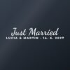 Nálepka na auto „Just Married – s menami a dátumom“ Nálepka na auto „Just Married – s menami a dátumom“