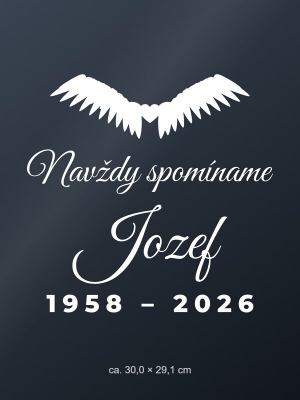 Nálepka na auto „Navždy spomíname na [Meno] – s anjelskými krídlami“