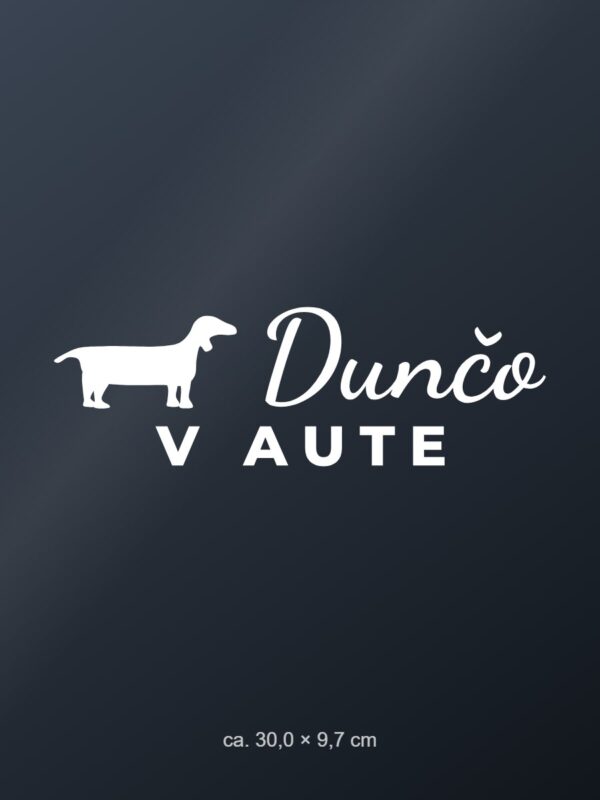 Nálepka na auto „Pes v aute – s menom a plemenom“