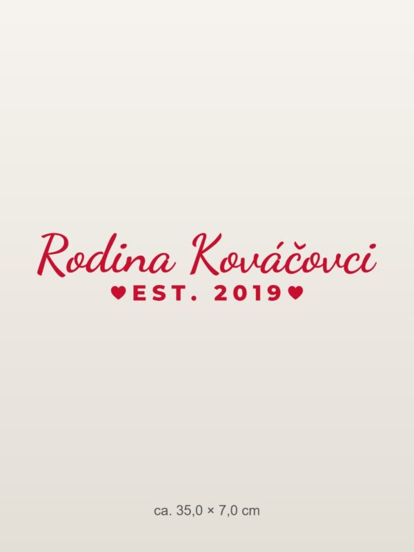 Nálepka na auto „Rodina [Priezvisko] – s rokom“