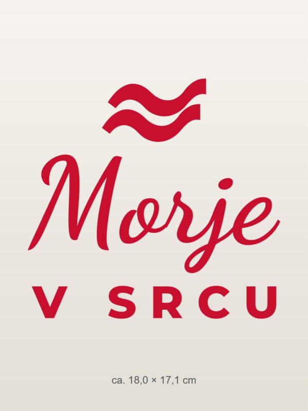 Nalepka za avto Morje v srcu – rdeča folija na svetlem laku Nalepka za avto Morje v srcu – rdeča folija na svetlem laku