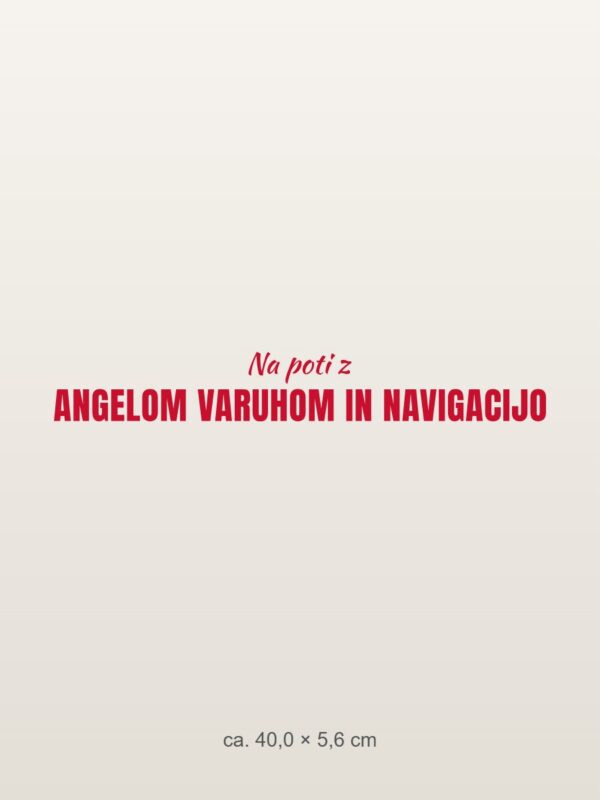 Nalepka za avto Na poti z angelom varuhom in navigacijo – rdeča folija na svetlem laku