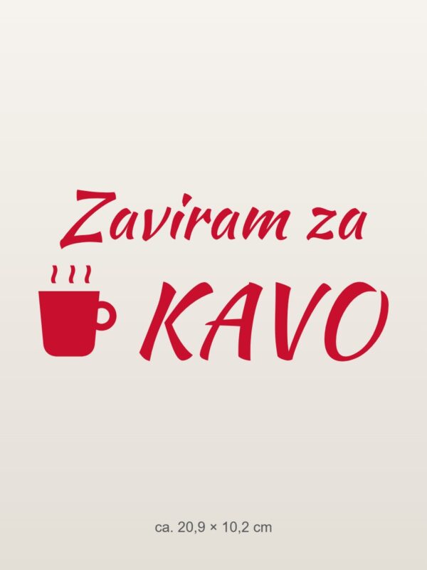 Nalepka za avto Zaviram za kavo – rdeča folija na svetlem laku