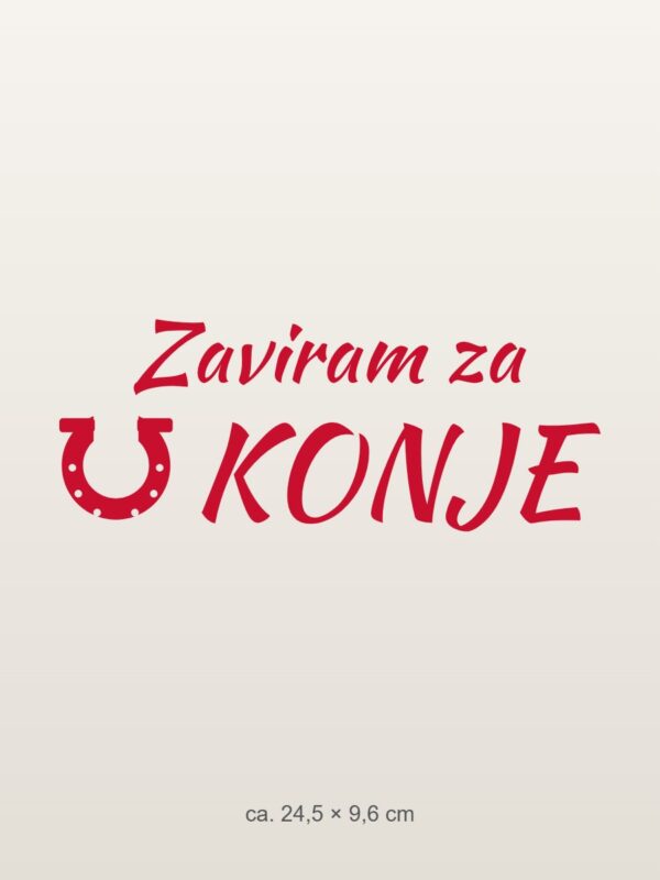 Nalepka za avto Zaviram za konje – rdeča folija na svetlem laku