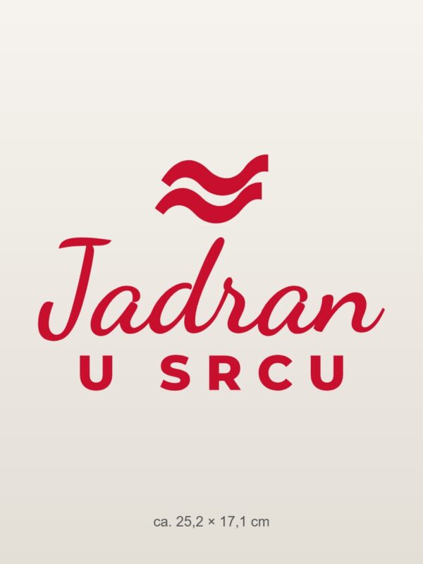 Naljepnica za auto Jadran u srcu – crvena folija na svijetlom laku Naljepnica za auto Jadran u srcu – crvena folija na svijetlom laku