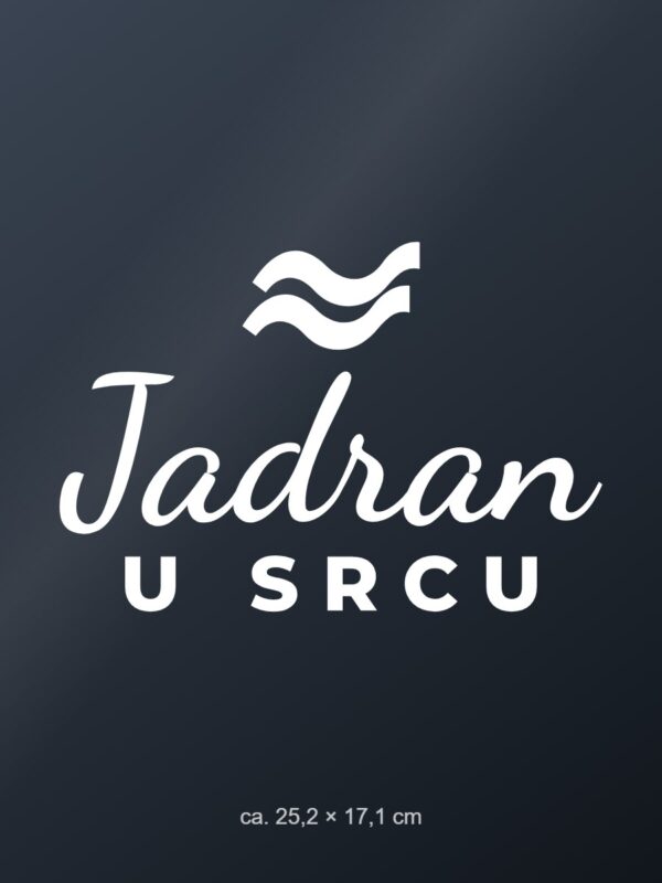Naljepnica za auto Jadran u srcu – bijela folija na tamnom staklu Naljepnica za auto Jadran u srcu – bijela folija na tamnom staklu