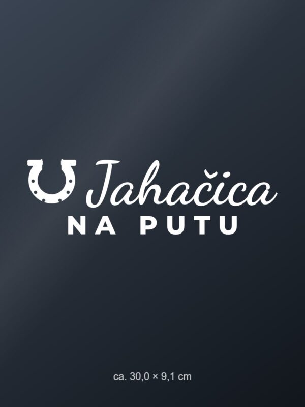 Naljepnica za auto Jahačica na putu – bijela folija na tamnom staklu Naljepnica za auto Jahačica na putu – bijela folija na tamnom staklu
