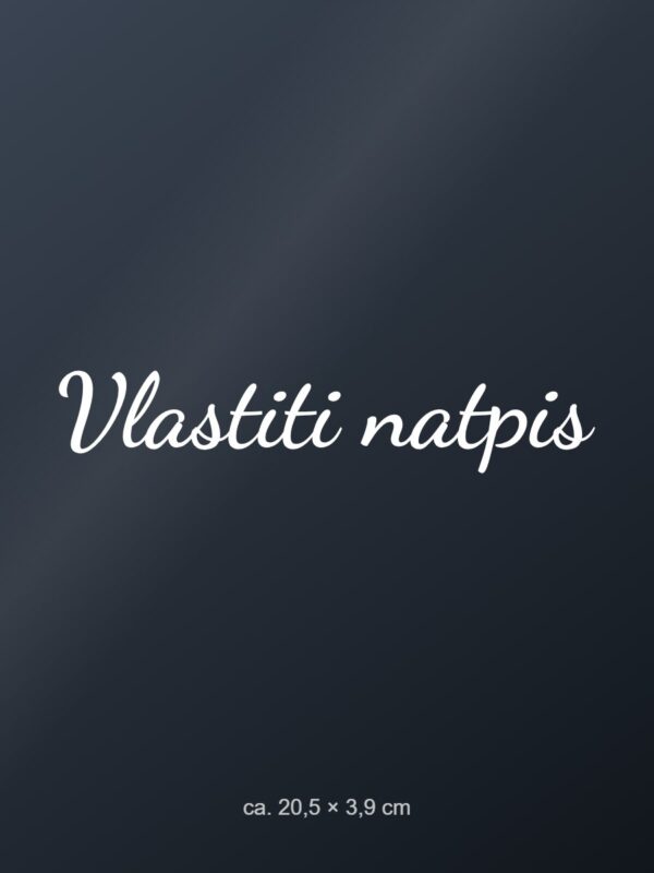 Naljepnica za auto Vlastiti tekst – natpis po želji – bijela folija na tamnom staklu Naljepnica za auto Vlastiti tekst – natpis po želji – bijela folija na tamnom staklu