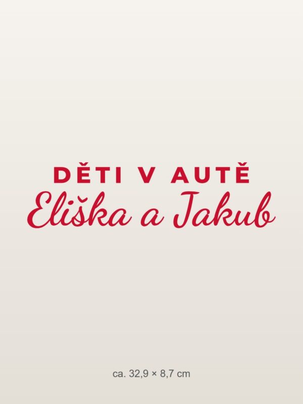 Samolepka na auto „Děti v autě – se jmény“ Samolepka na auto „Děti v autě – se jmény“
