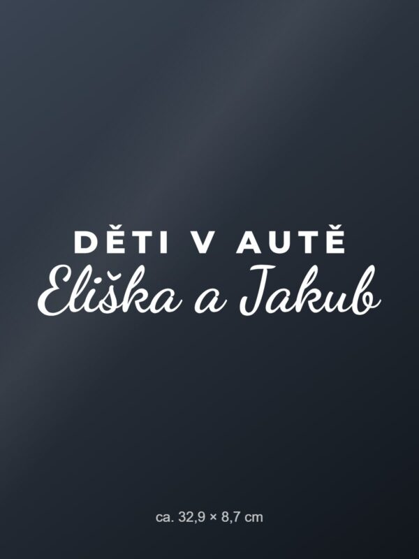 Samolepka na auto „Děti v autě – se jmény“