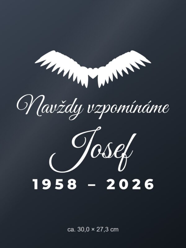 Samolepka na auto „Navždy vzpomínáme na [Jméno] – s andělskými křídly“