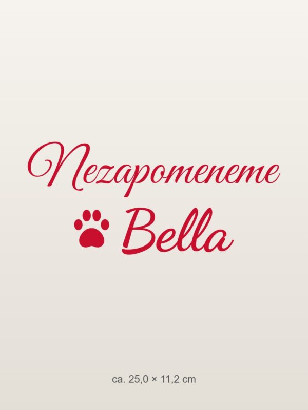 Samolepka na auto „Nezapomeneme – mazlíček se jménem“ Samolepka na auto „Nezapomeneme – mazlíček se jménem“
