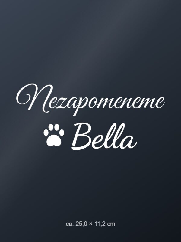 Samolepka na auto „Nezapomeneme – mazlíček se jménem“